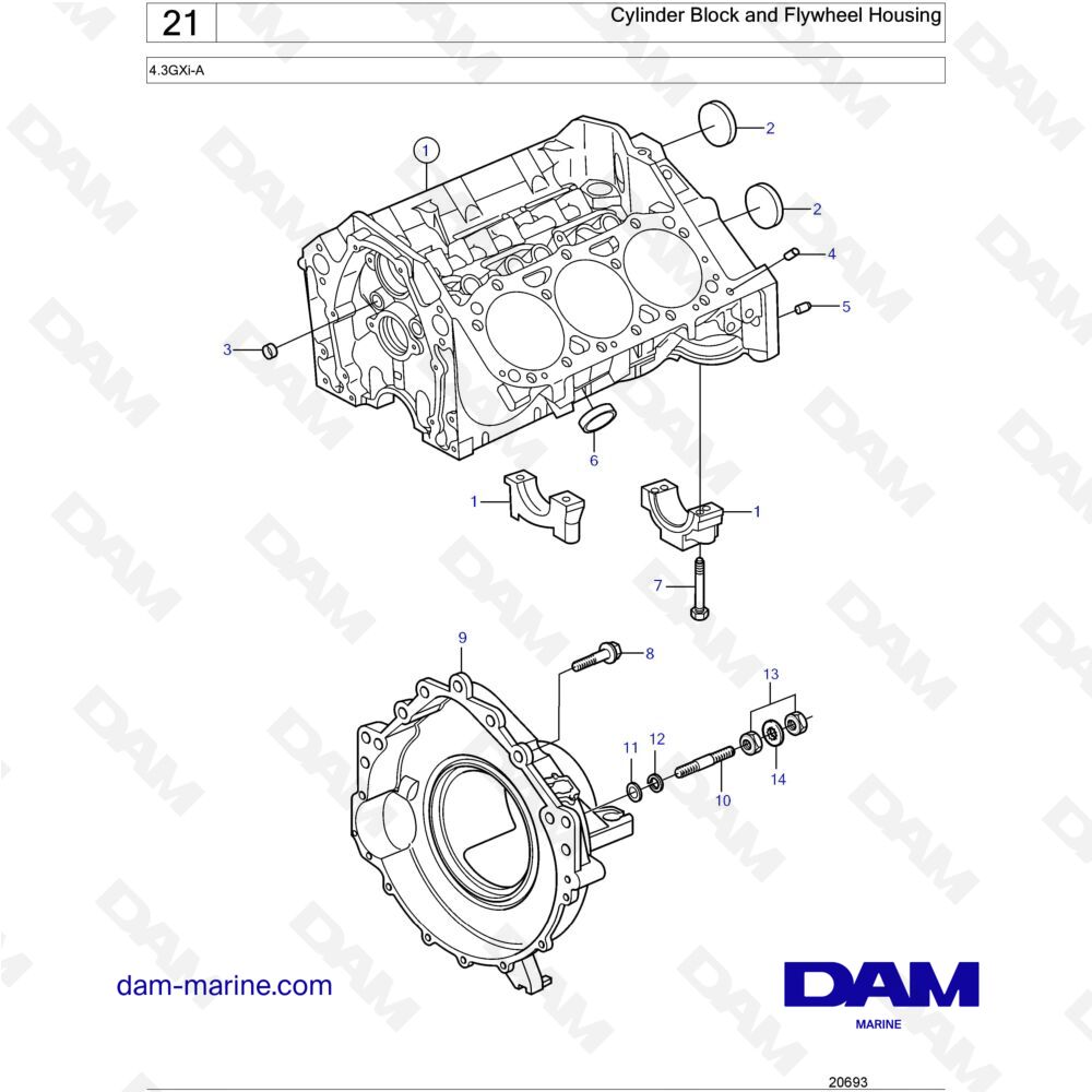 Spare parts and exploded views for Volvo Penta 4.3L GXI